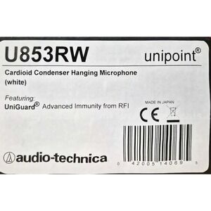 Audio-Technica U853RW UniPoint Condenser Hanging Microphone White‎ Cardioid NEW